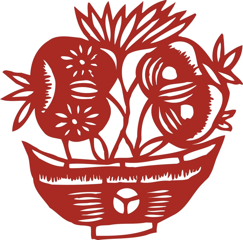 中国风中式传统喜庆民俗人物动物窗花剪纸插画边框AI矢量PNG素材【079】